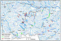 Map of the Rhodopes Mountains showing the locations of the waterbodies surveyed