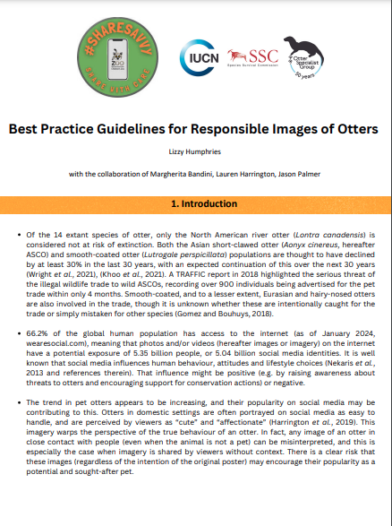 Best Practice Guidelines for Responsible Images of Otters